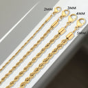 e-Manco 316 Rope Chain Necklace Waterproof Gold Color Jewelry