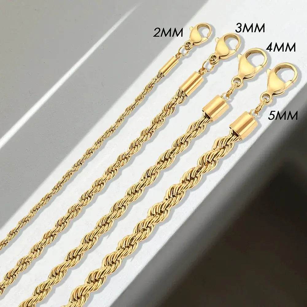 E Manco 316 Rope Chain Necklace Waterproof Gold Jewelry