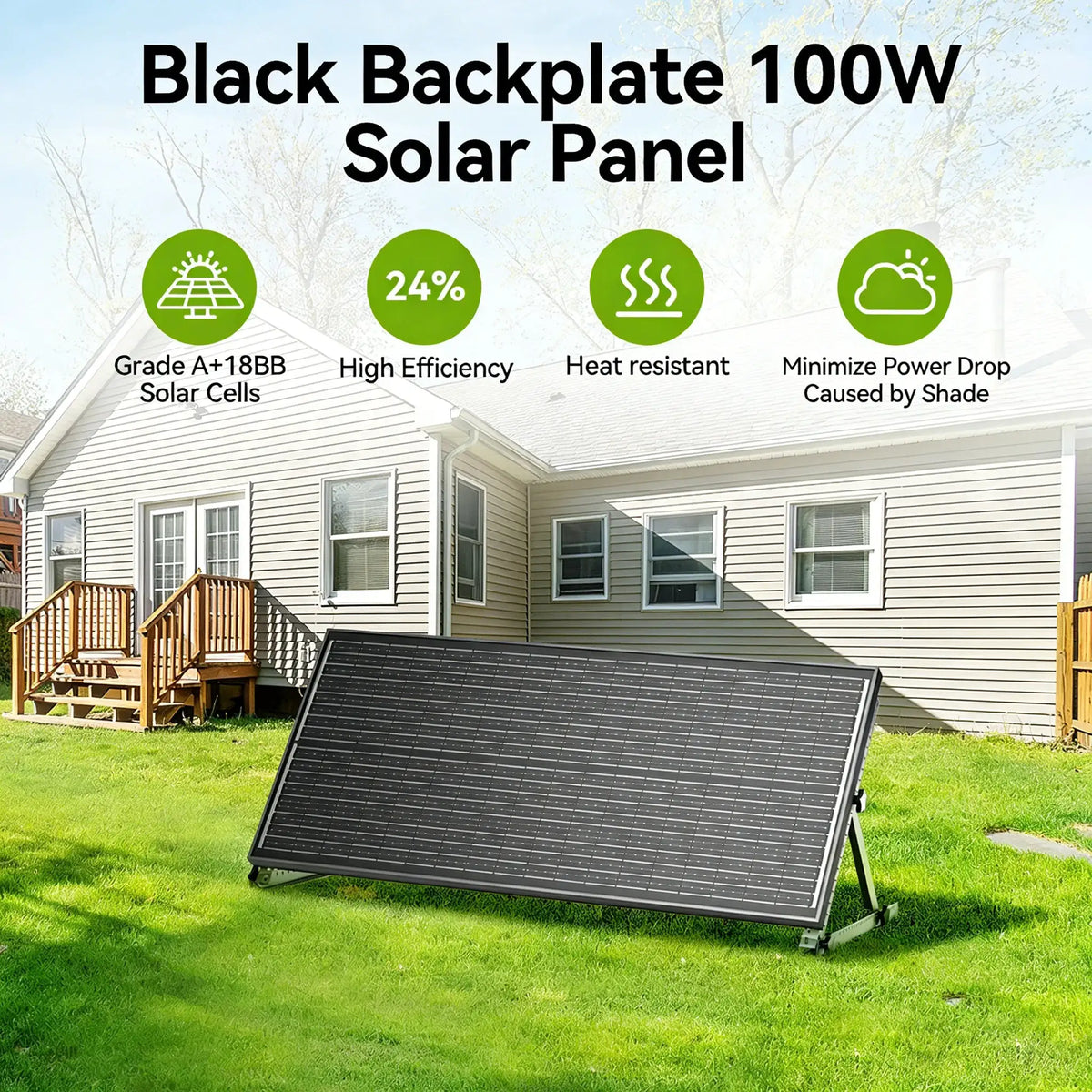RVPOZWER 12.8V 100W Rigid Solar Panel 18BB N-Type Solar Cells Monocrystalline Silicon Waterproof Solar Panel Camping/Home/RV