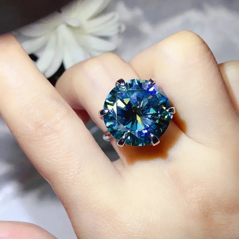 Colored Moissanite Six Claws Sterling Silver Ring — product image 8