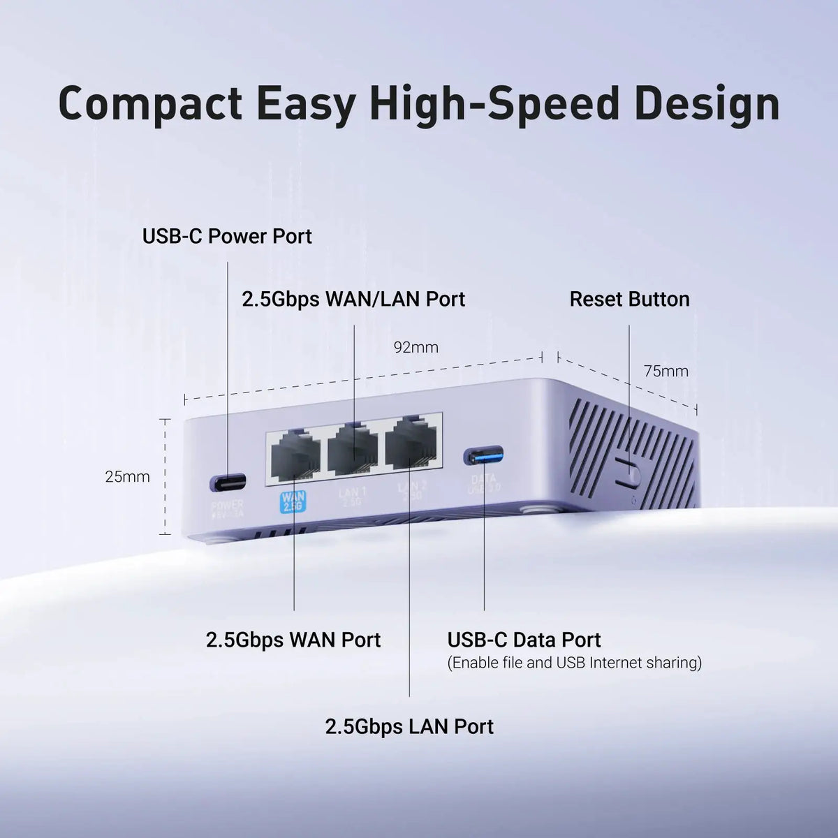 GL.iNet GL-MT5000 (Brume 3) Wired VPN Security Gateway, NO Wi-Fi, for Home Office and Remote Work High-Speed Up to 1100 Mbps hardware-accelerated VPN, 3x2.5GbE 