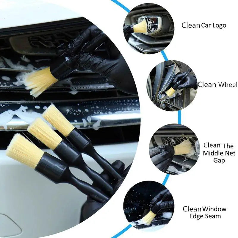 Car Detail Brush Set Premium Boar Hair Bristle Brushes