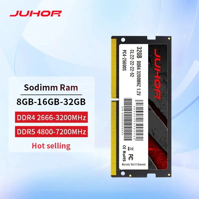 JUHOR Laptop RAM DDR4 DDR5 SODIMM 8GB 16GB 32GB Memory