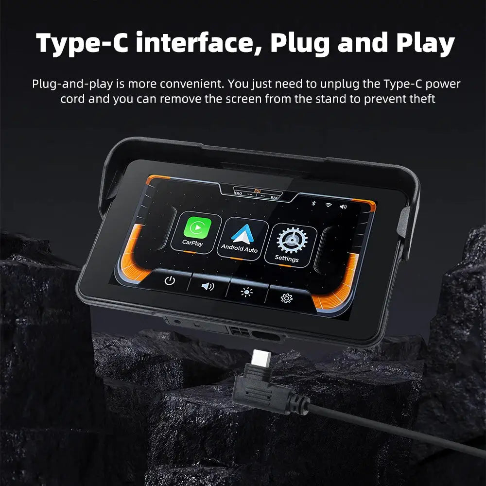 EKIY Wireless CarPlay Moto Android Auto GPS Motorcycle Navigation Display Screen 5.0 inch Portable Digital Motorcycle Dashboard