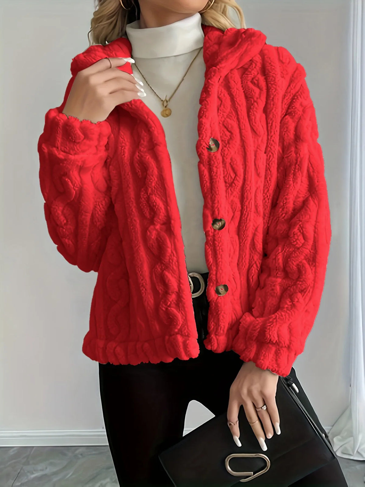 Thick Notched Collar Button Coat