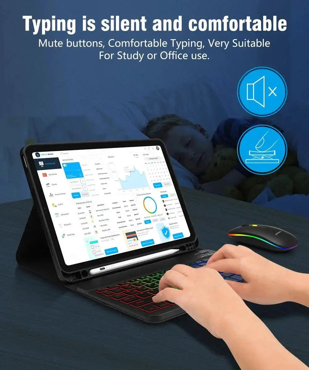 Rainbow Backlit Wireless Keyboard and Mouse Set Portable