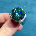 Sterling Green Moissanite Ring