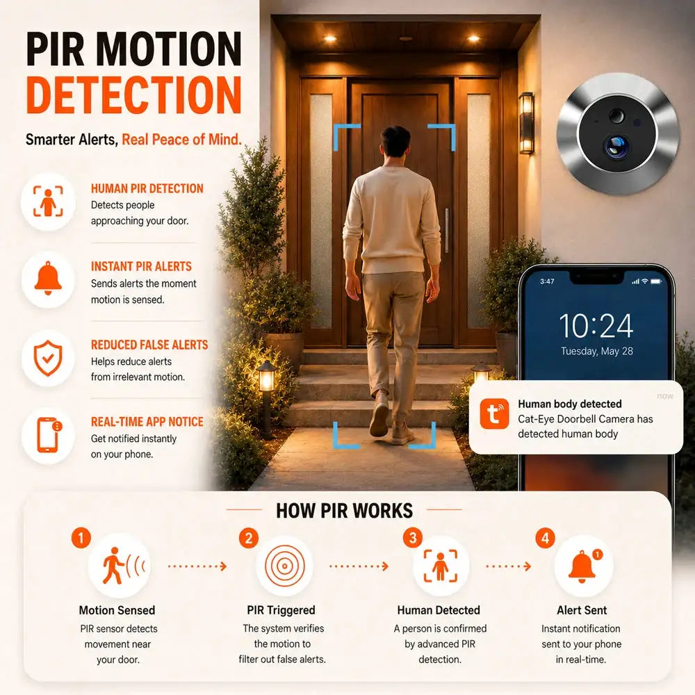Tuya Smart 3MP 140° Wide View Angle Mini Digital Peephole Eye Viewer WiFi IR PIR Detection Doorbell Door Camera Alexa Google