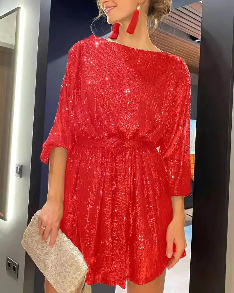 Sequin Elegance Luxurious Spring Mini Glamour Dress