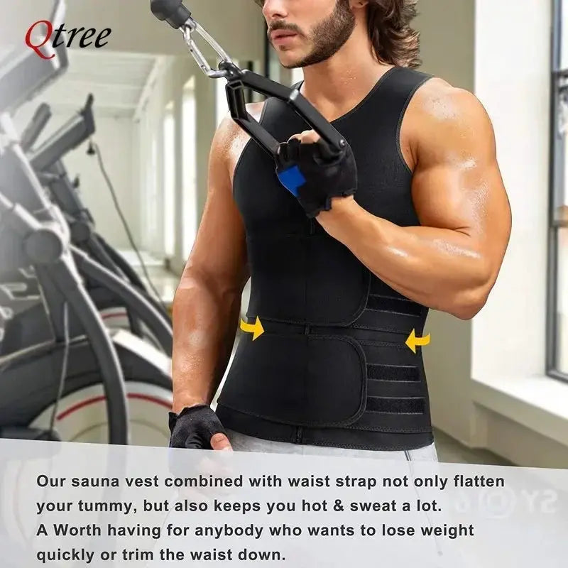 Mens Sauna Vest Waist Trainer With Double Belt Slimming