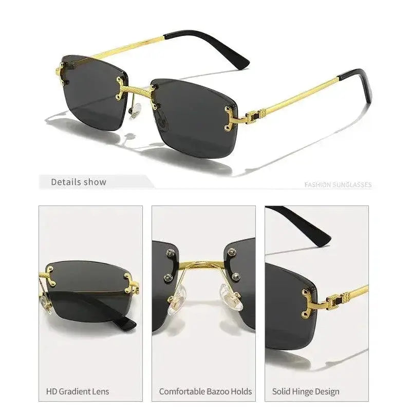 Unisex UV400 Rimless Square Sunglasses Sun Protection