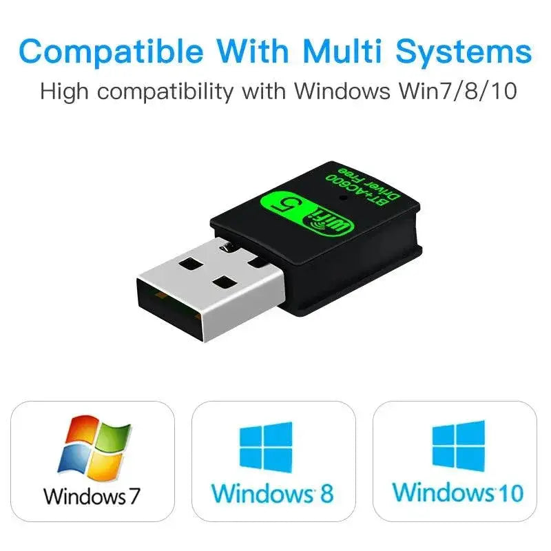 USB WiFi Bluetooth Dongle Dual Band Windows Adapter 600Mbps - OurLum.com