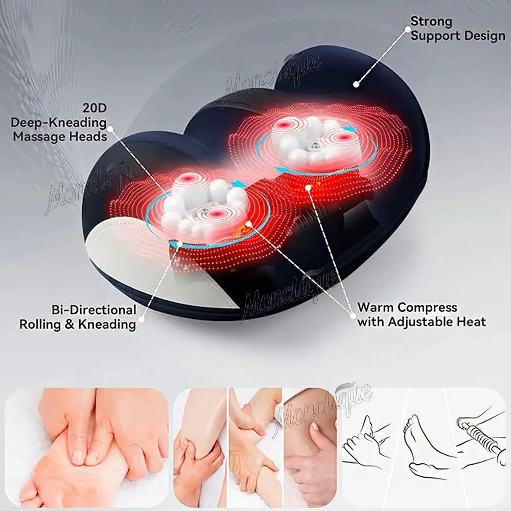 Super 3D Roller Electric Foot Massager Heating Vibration Massager Squeeze Kneading Plantar Legs Relaxation Muscles Anti-fatigue