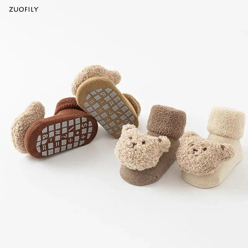 Charming Bear Themed Cotton Baby Socks Non Slip Wear