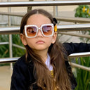 Trendy Rhinestone Kids Sunglasses with Colorful Lenses