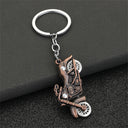 Motorcycle Keychain with Rotating Wheels for Gifts
