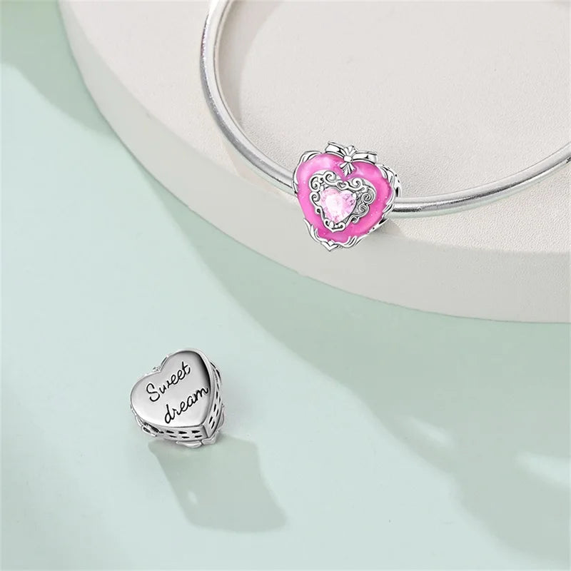 Sterling Silver Red Purple Heart
