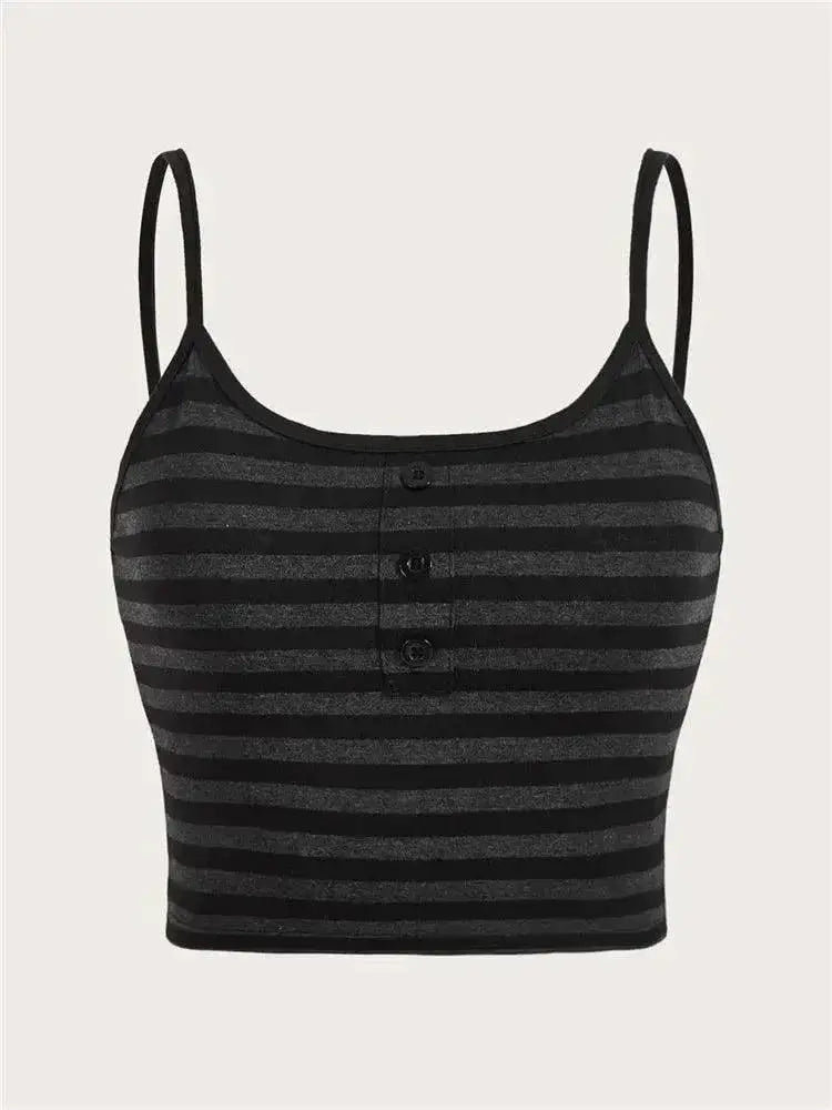 Striped Punk Cami Top Edgy Summer Style Button Up Look
