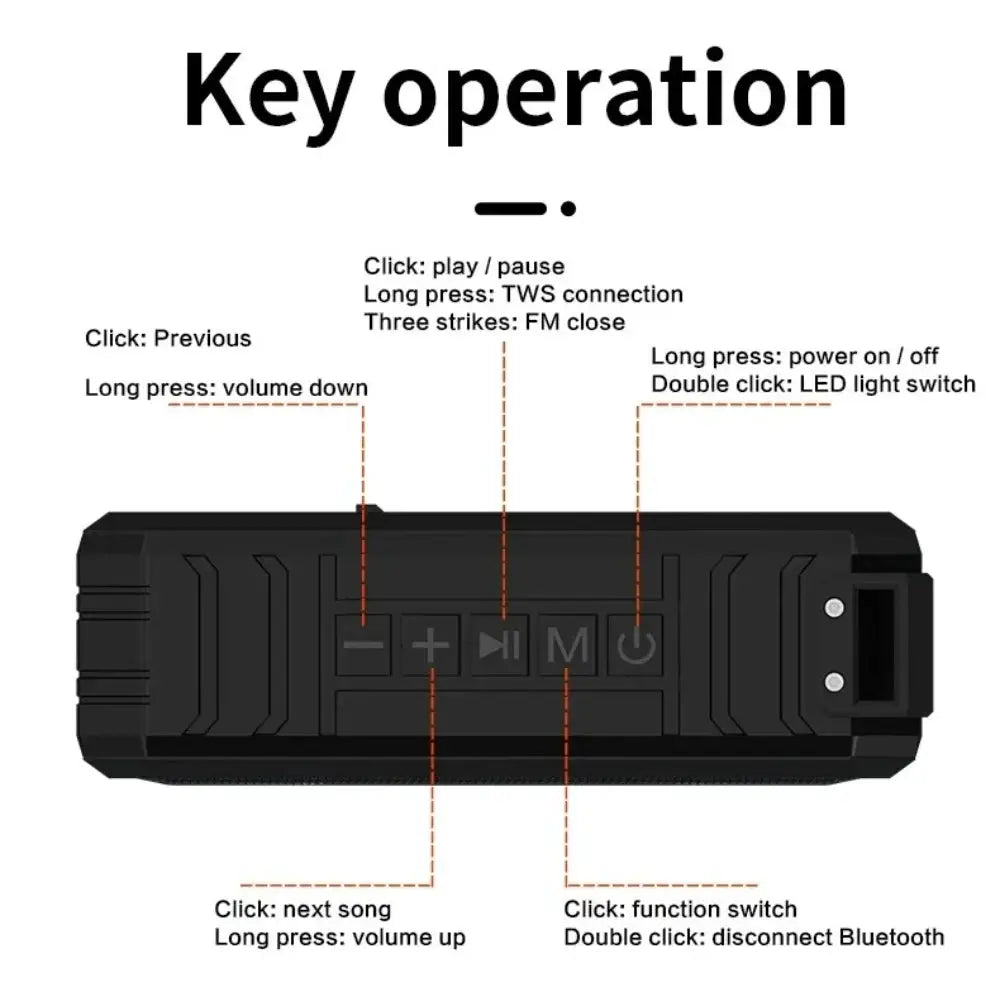 Portable Bluetooth Speaker Wireless Flash Light Speaker TWS Bass Stereo IPX7 Waterproof Loudspeaker FM Radio 12H Playtime Subwoofer Outdoor Boombox Bluetooth 5 0 Handsfree Builtin Mic Deep Bass for Pool Beach Party Camping Tr