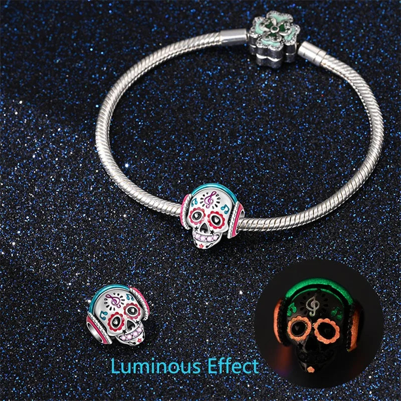 Sterling Silver Halloween Luminous Skull