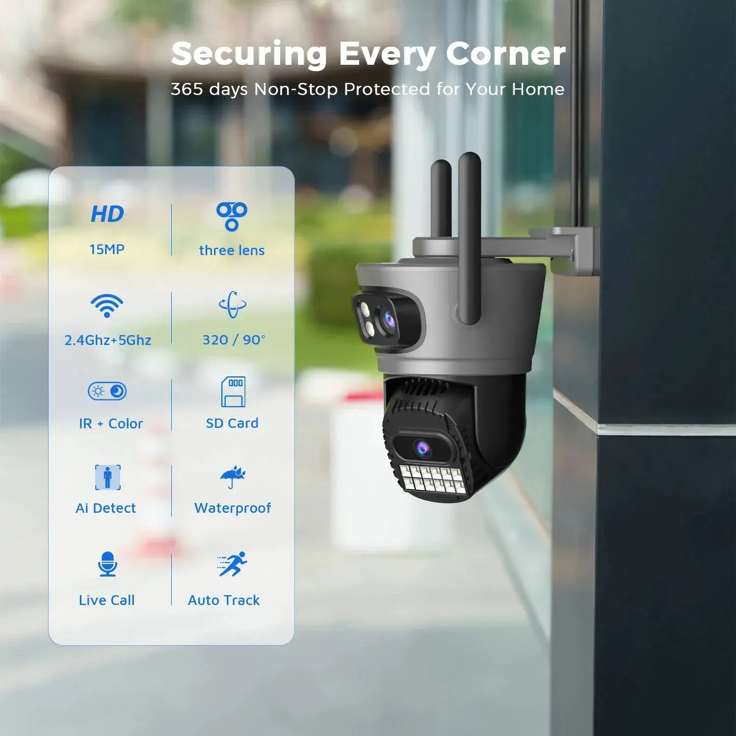 Okam Pro 15MP WiFi Outdoor Camera Auto Tracking 5X Digital Zoom PTZ Surveillance - stepyours.com