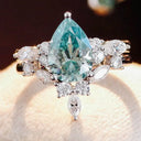 Sterling Silver Pear Diamond Ring