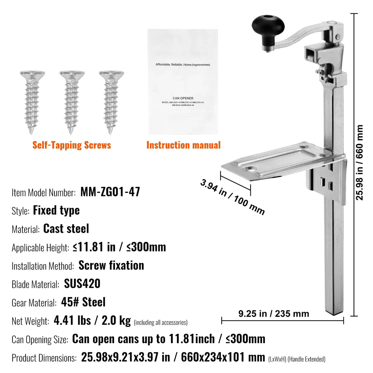 SucceBuy Commercial Can Opener Manual Tabletop Up to in Height — product view 9