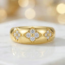Moissanite Ring in Sterling Silver Wide