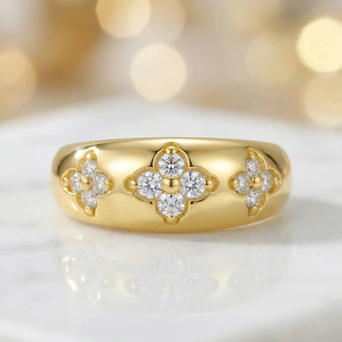 Moissanite Ring in Sterling Silver Wide — product view 2
