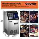 VEVOR 40KG 50KG 60KG 68KG 24H Commercial Ice Maker Machine