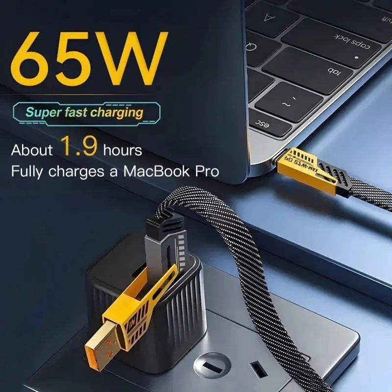 2PCS 4 in 1 Mecha Fast Charging Data Cable Cord PD 27W For iPhone 15 Samsung Xiaomi 65W USB Type C Multi Port Charge Wire Line