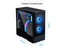 LIAN LI LANCOOL Compact ATX RGB Gaming Computer Case, Tower Chassis w/ PWM Fans Pre-Installed, reinventing ATX Layout / Tempered Glass Side Panel (Black) --- LANCOOL