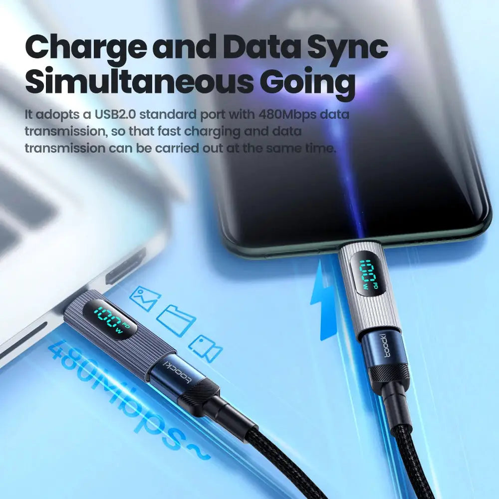 Toocki LED Digital Display Type C to C OTG Adapter 1/2/5 Pack USB2.0 PD 100W USB C to Type C Connector for iPhone 15 MacBook Pro