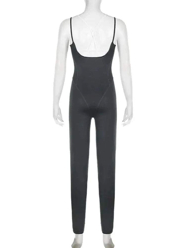 Iamsure Patchwork Sporty Jumpsuit Trendy Chic Romper