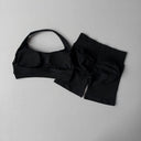 Yoga Set Seamless Halter Bra Matching Shorts Outfit