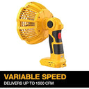 Compatible Jobsite Fan with LED Light Portable Cooling