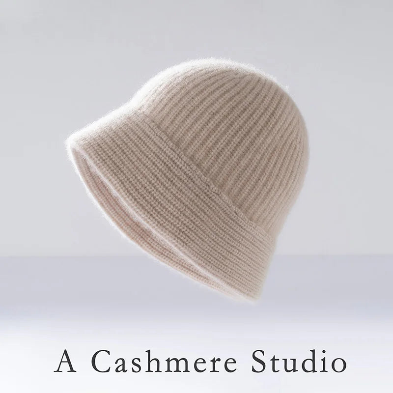 Ribbed Cashmere Knit Winter Hat