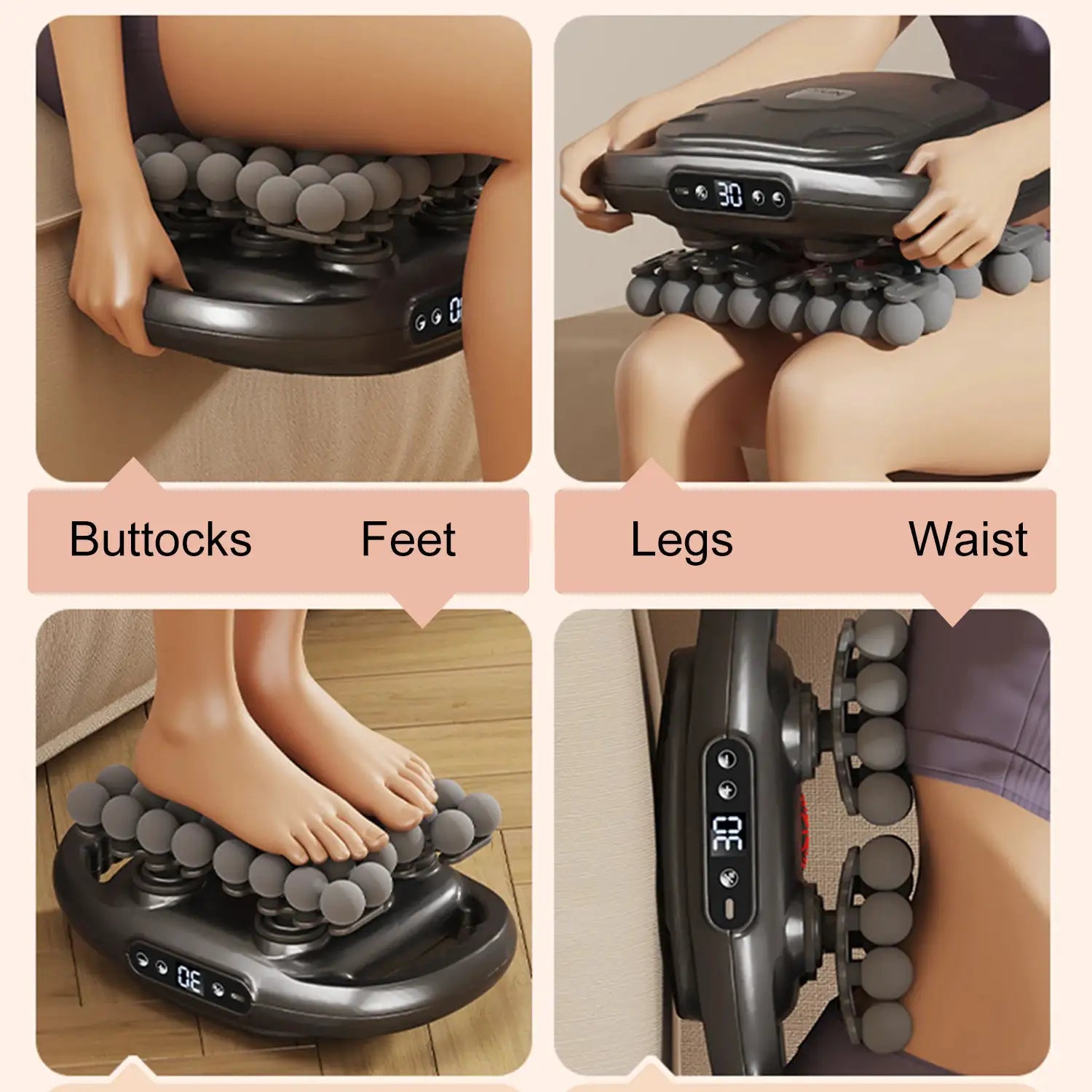 42 Roller Nodes Electric Deep Tissue Massage Roller LCD Digital Display Adjustable Speed Rechargeable Portable Full Body Massager for Foot Leg Calf Waist Buttock Neck Shoulder Muscle Pain Relief