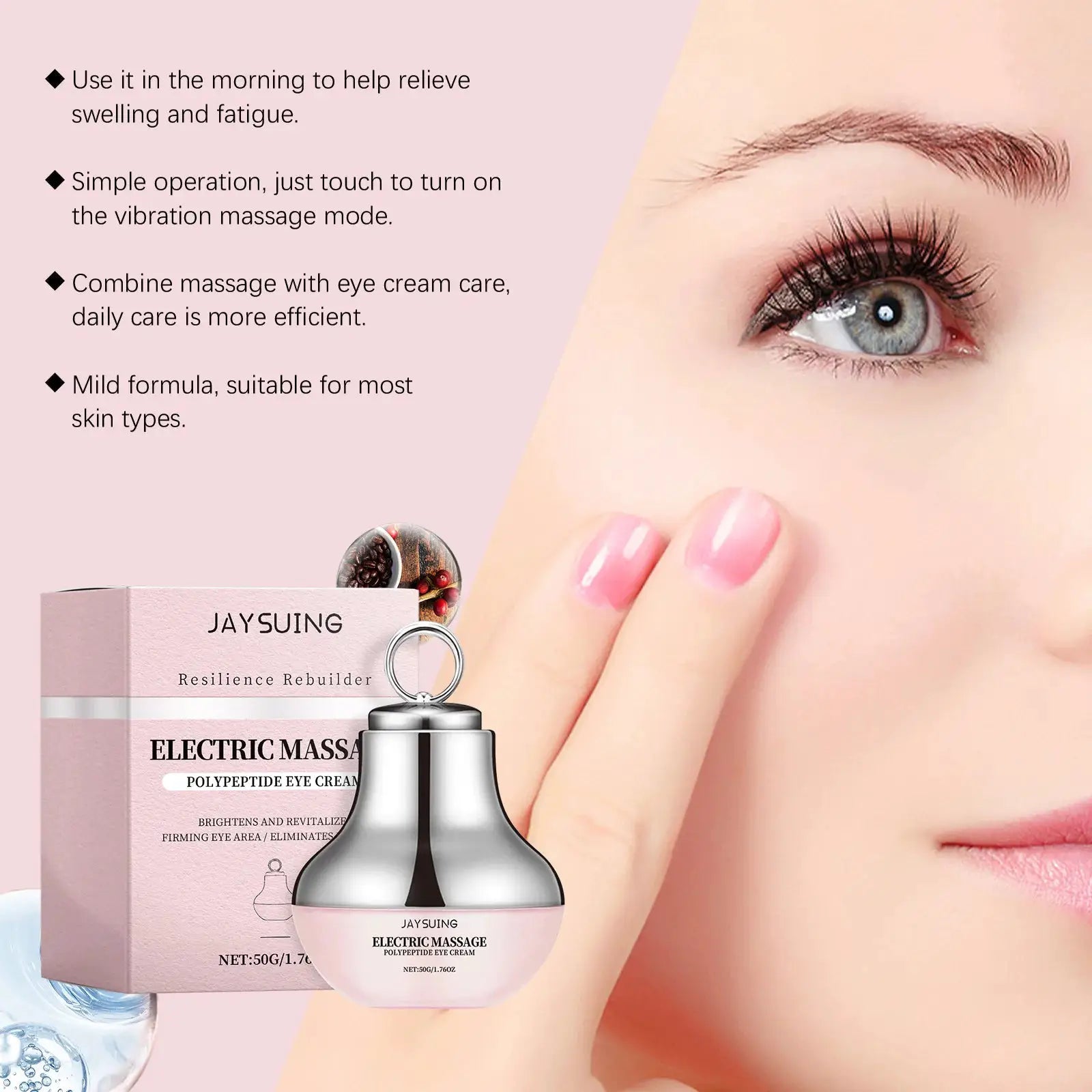 Electric Massage Eye Cream Firming Lifting Fine Line Relieve Tired Eye Gentle Vibration Anti-Wrinkle Moisturizing Under Eye Care