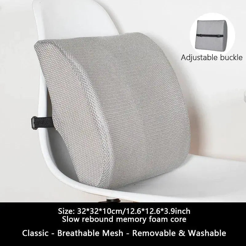 Ergonomic Gel Memory Foam Lumbar Support Cushion Car Office