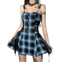 Body-Hugging Gothic Plaid Dress for Club