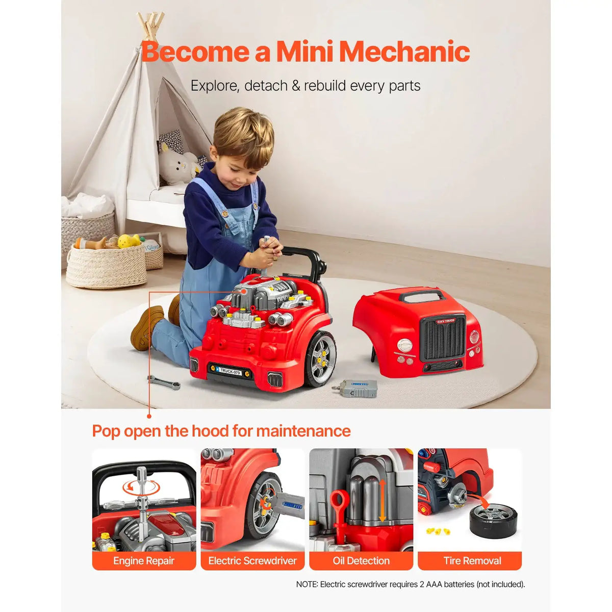 Kids Mechanic Car Repair Toy Set — product view 3