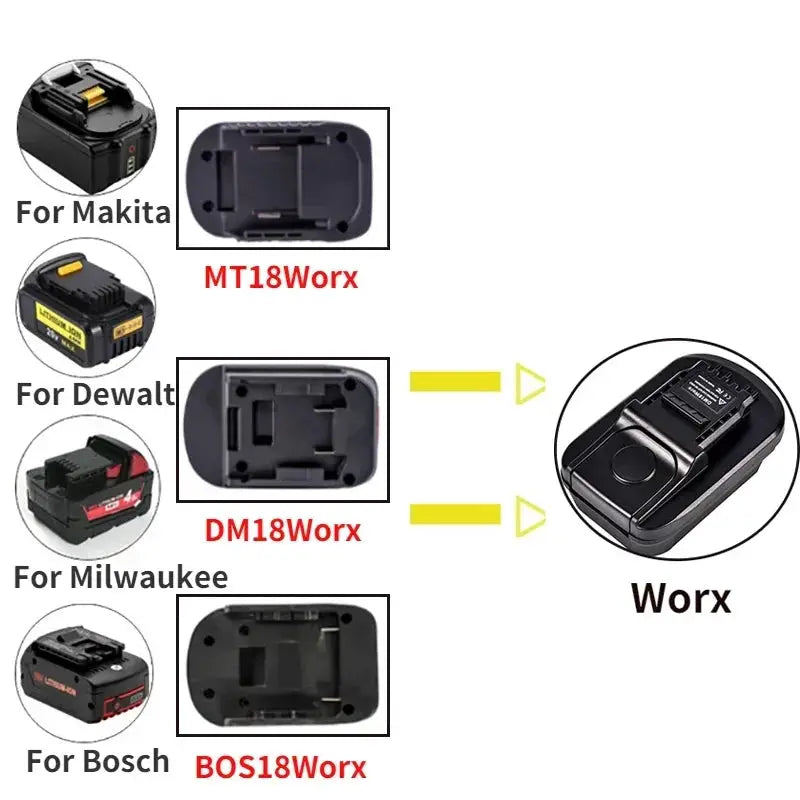 DM18Worx Battery Tool Adapter For Makita Bosch Milwaukee