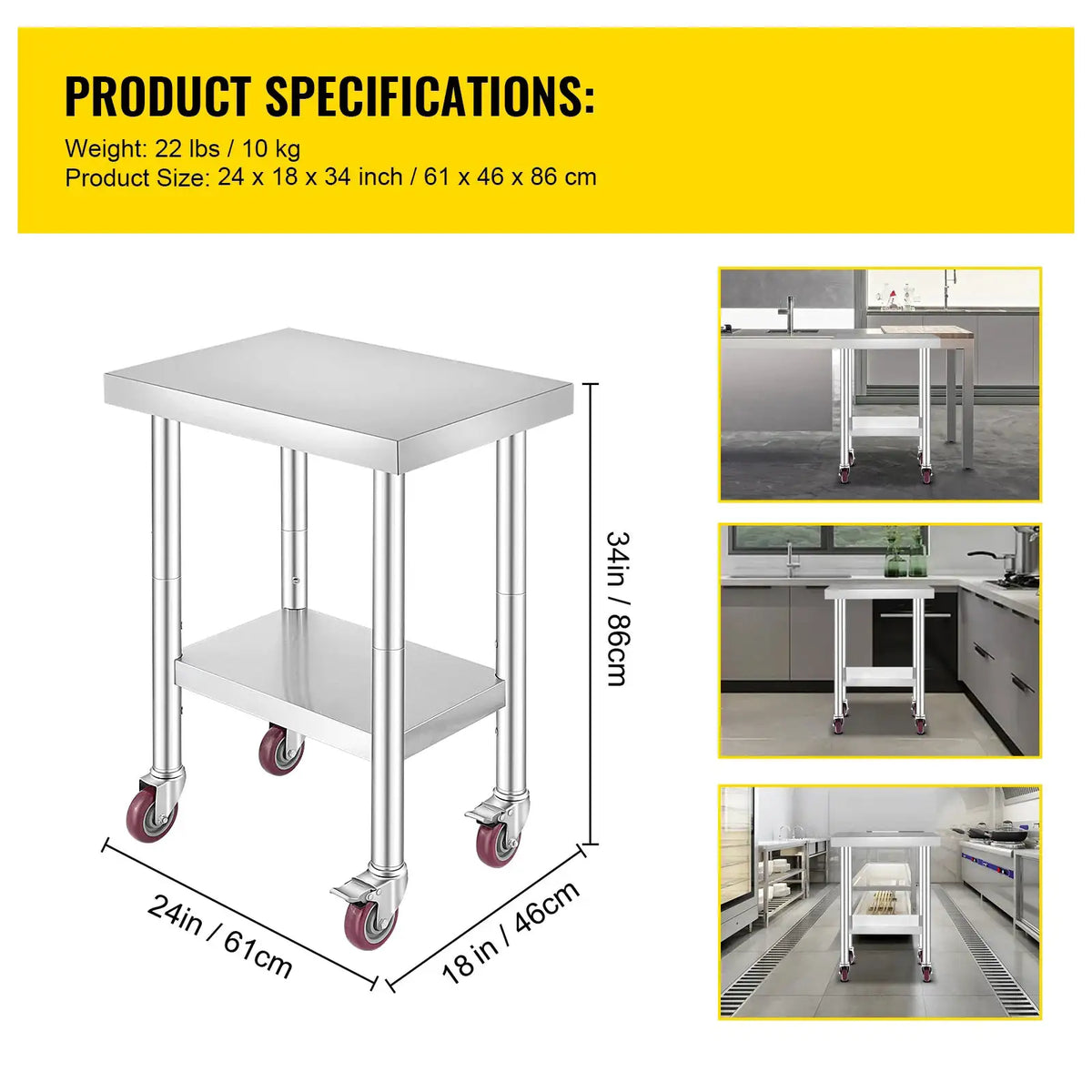 SucceBuy Stainless Steel Kitchen Worktable Shelves Commercial — product view 8