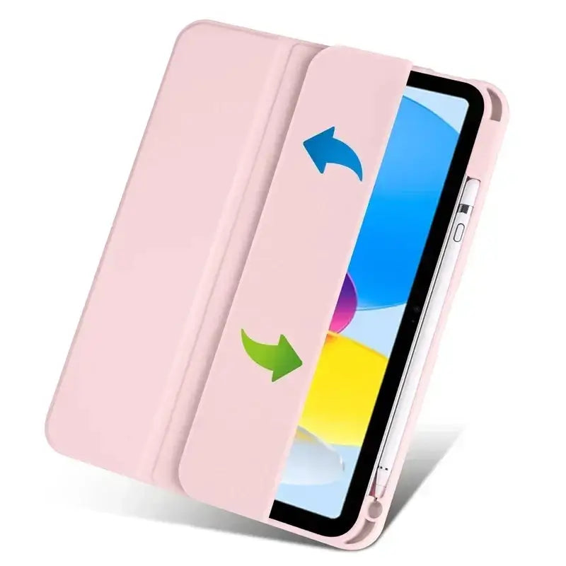 For iPad 10th Gen Case with Pen Holder Trifold Acrylic Clear Back Hard Cover For iPad 10.2 9.7 Air 11 5 4 iPad 11 A16 10 9 Case