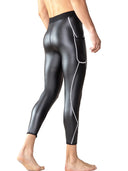 Men Fashion White Splicing Leather Pants Waist Trainer Sale