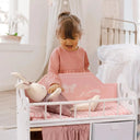 Pink Wooden Baby Doll Crib with Storage and Bed