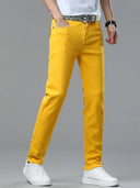 Four Season New Men's Yellow Jeans Fashion Business Casual