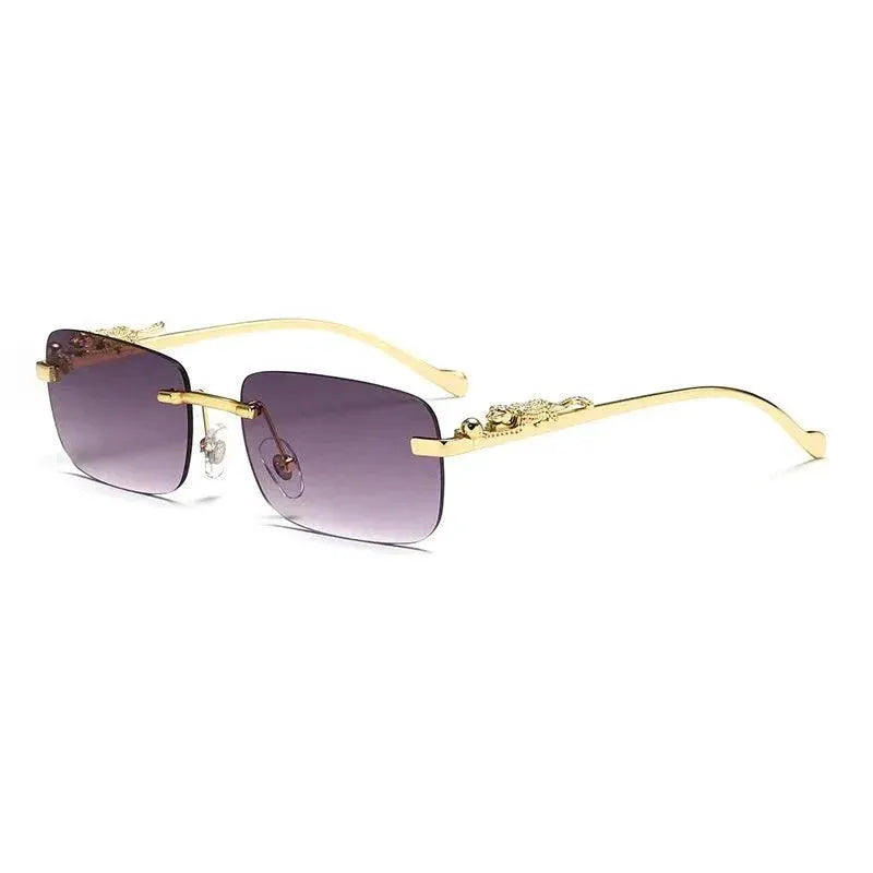 Unisex Rimless Sunglasses Leopard Design Trend Eyewear