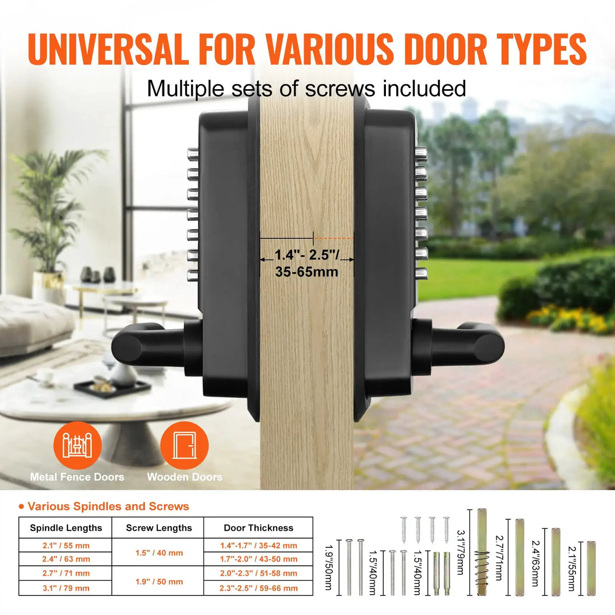 SucceBuy Mechanical Keyless Entry Door Lock Single/Double -Sided 14 Digit Keypad and Handle Embedded